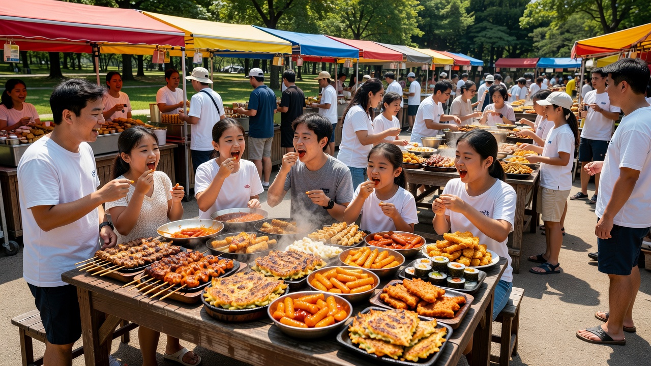 축제 먹거리 추천을 담은 여름 축제 현장